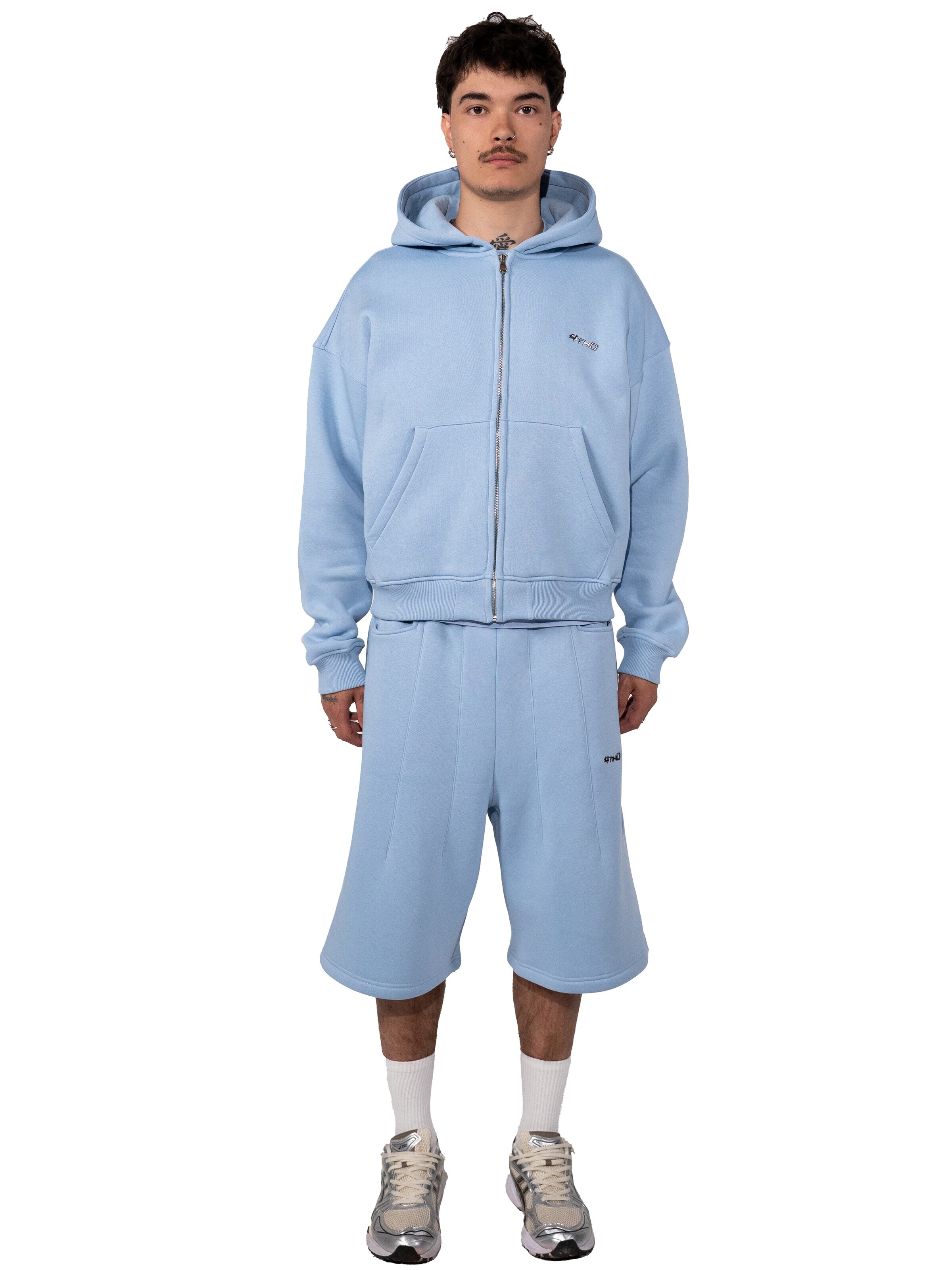 4thD Sweatjakke 'Zip Hoodie - Baby Blue' i blå