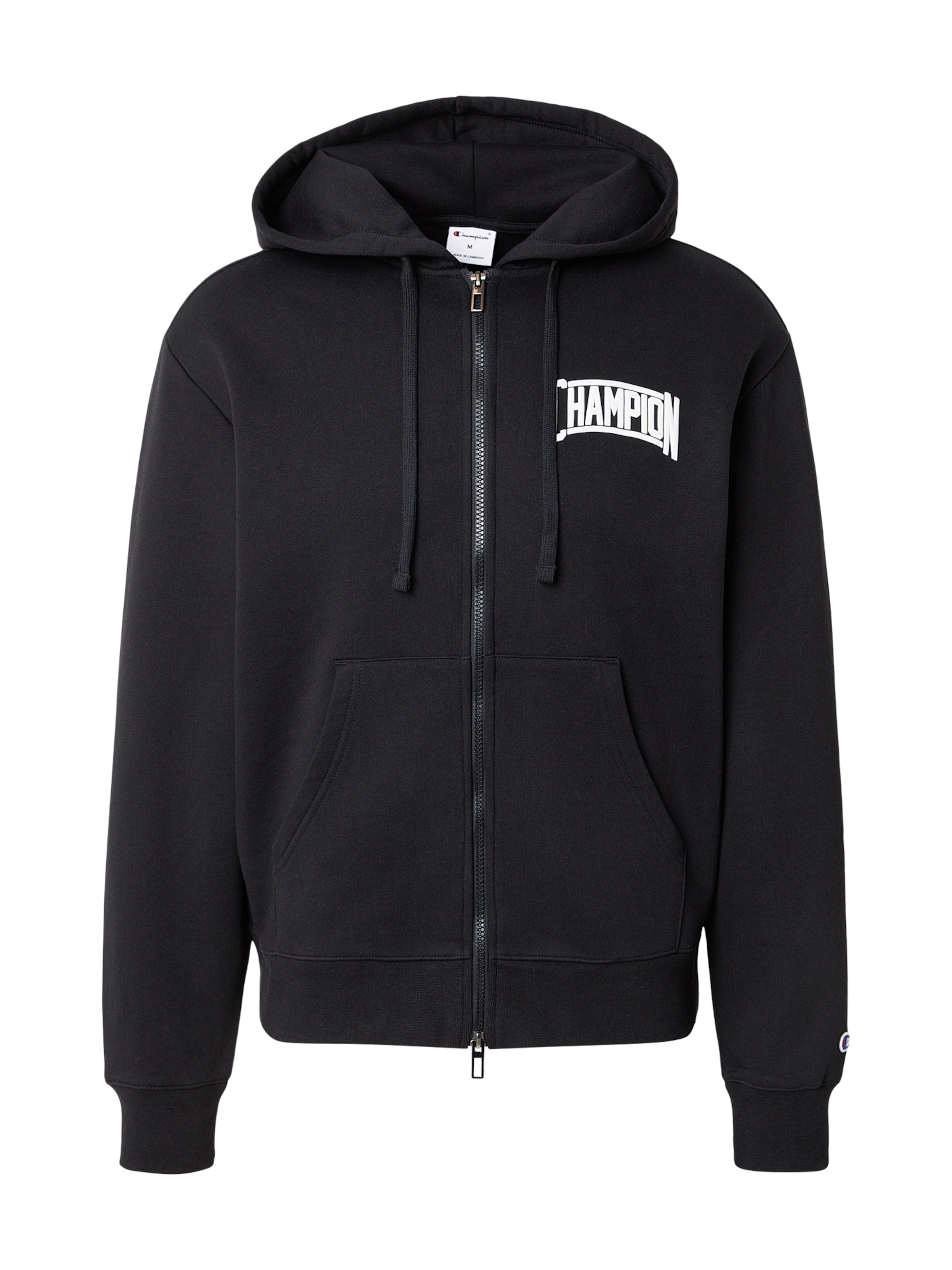 Champion Authentic Athletic Apparel Ζακέτα φούτερ σε μαύρο / λευκό, Άποψη προϊόντος