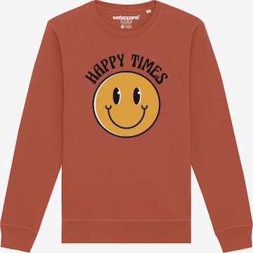 Watapparel Sweatshirt ' Happy times smiley emoji ' in Bruin: voorkant