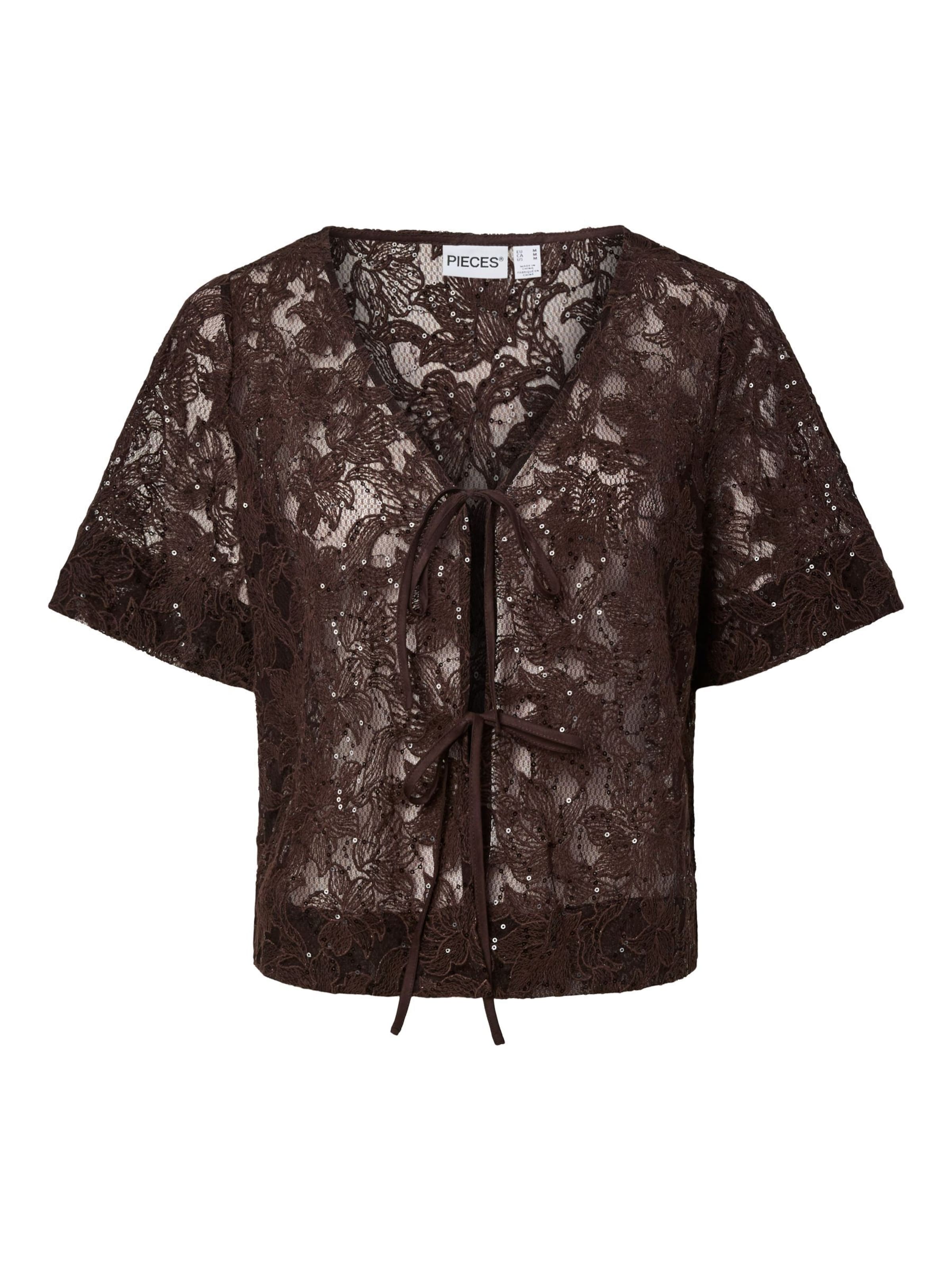 PIECES Bluse 'PCLOUISE' i brun: forside