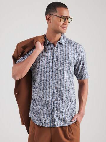 No Excess Regular fit Overhemd in Blauw: voorkant