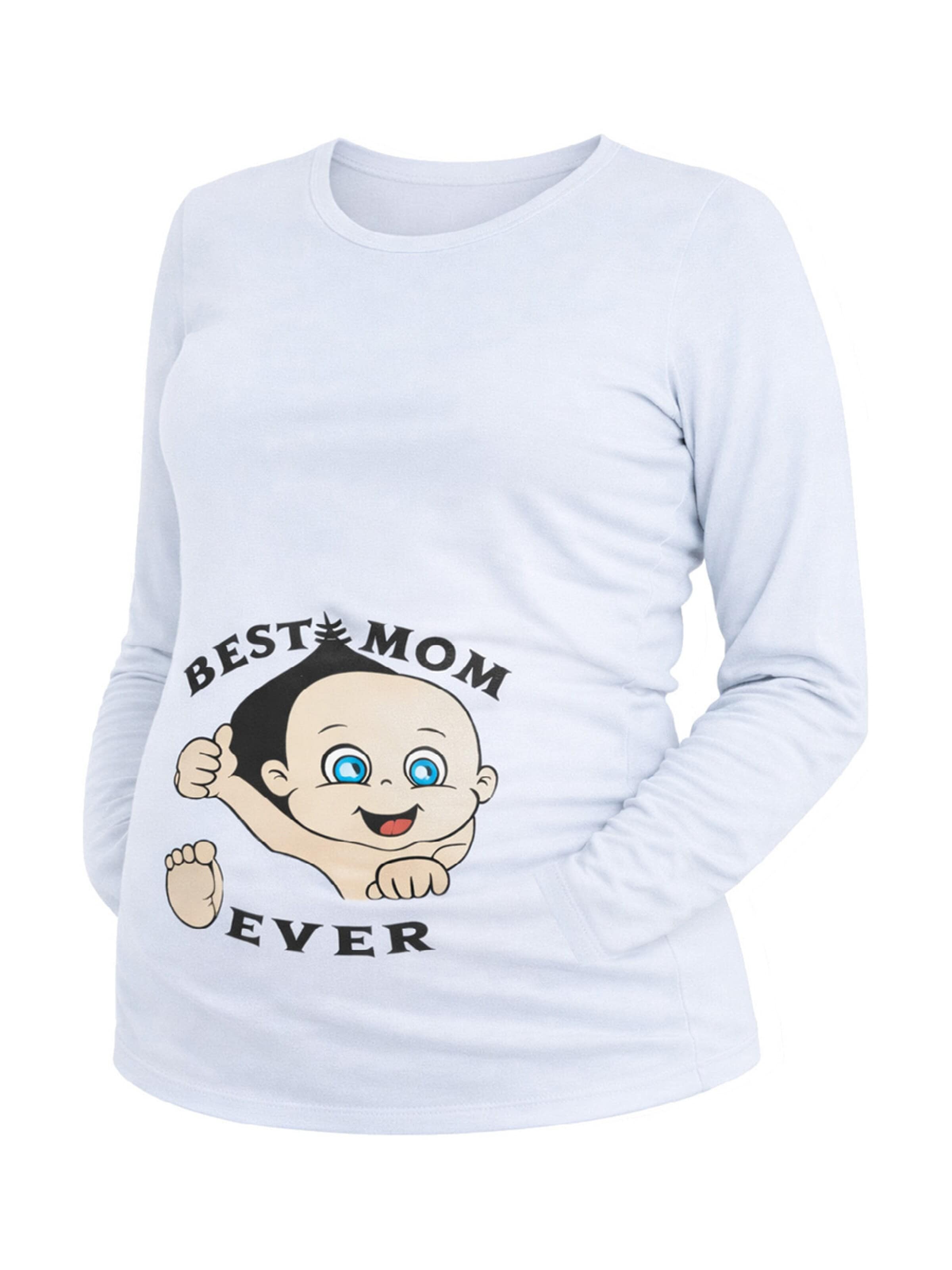 M.M.C. Shirt 'Best Mom Ever Umstandslangarmshirt' in Blau: Vorderseite