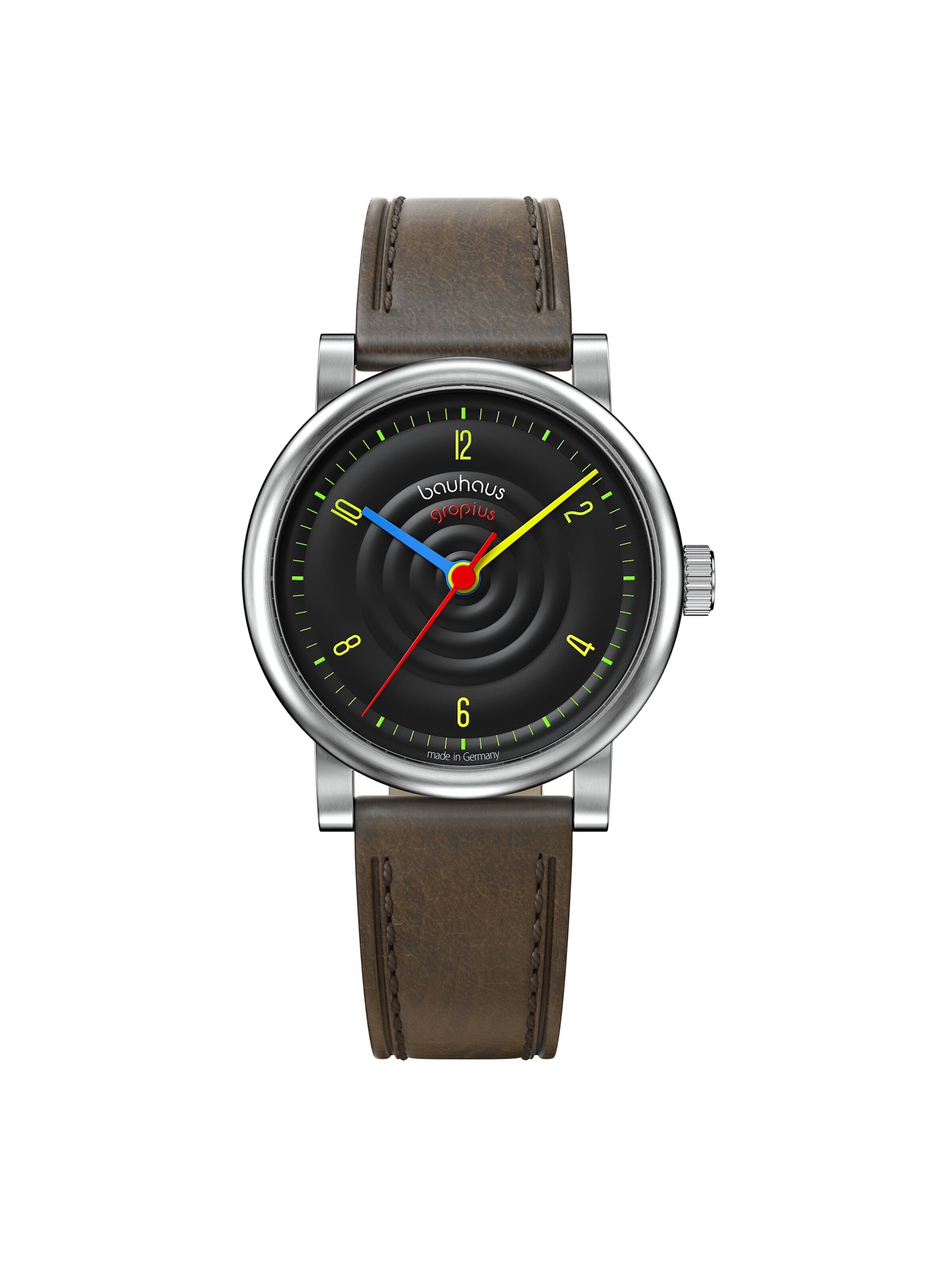 WALTER GROPIUS Analog Watch 'SOUND OF BAUHAUS AUTOMATIK' in Black: front