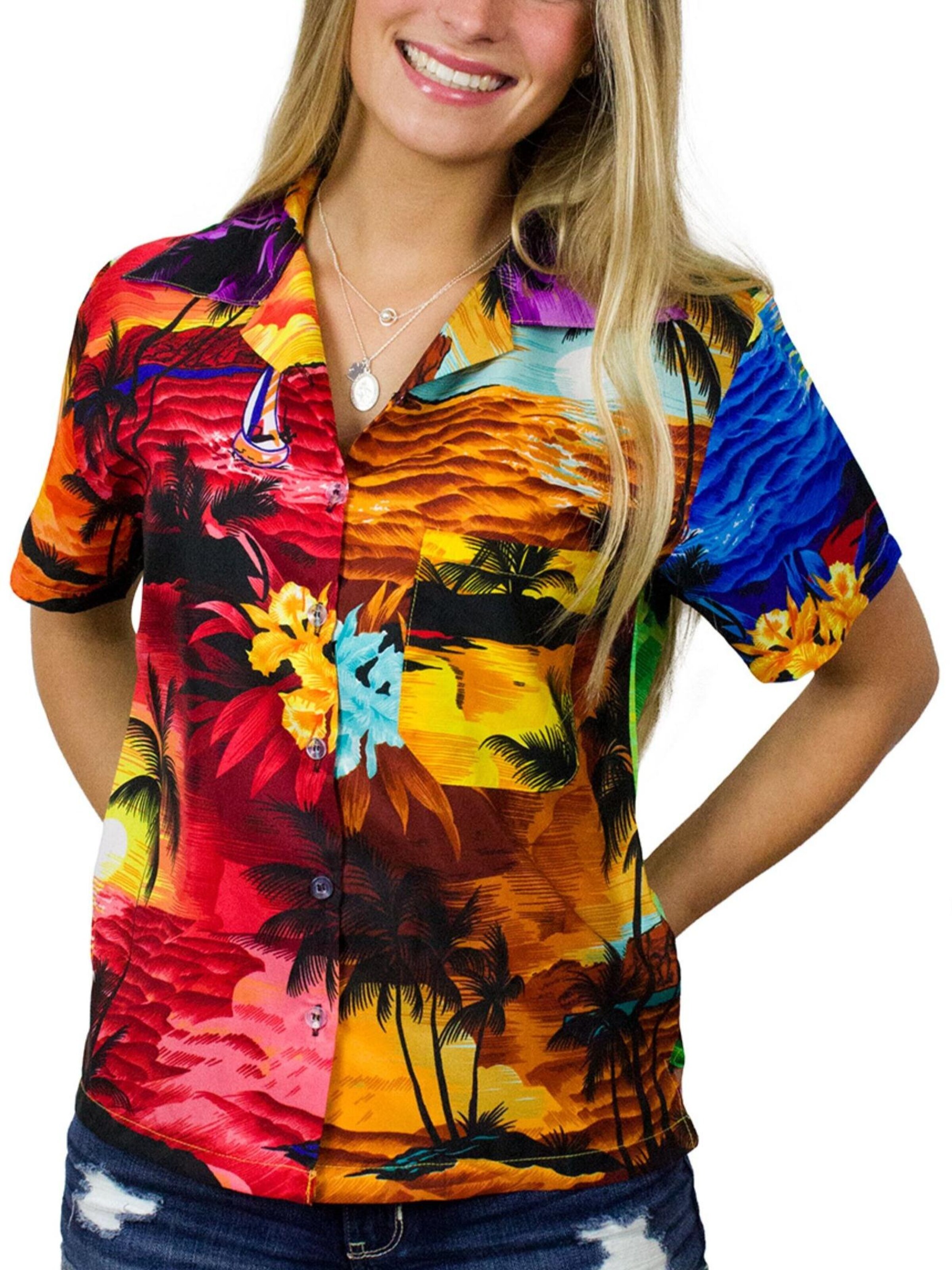 Camicia da donna 'Surf' di King Kameha in colori misti
