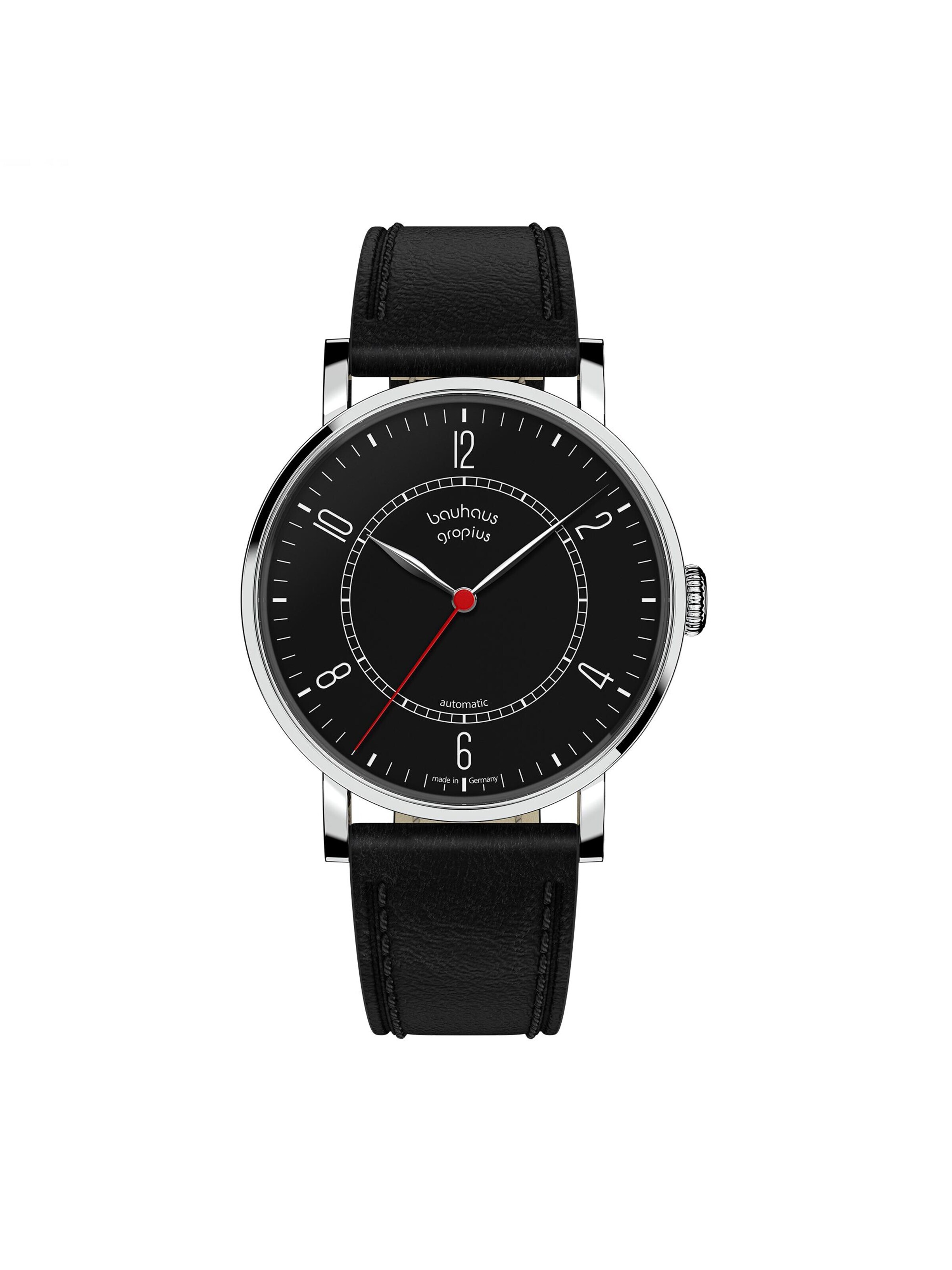 WALTER GROPIUS Analog Watch 'NEW BAUHAUS AUTOMATIK' in Black: front