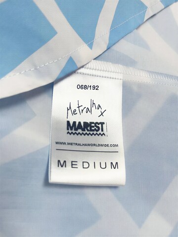 METRALHA Comfort fit Button Up Shirt 'Metralha x Marest Short Sleeve Shirt All Over Print (blue/white)' in Blue