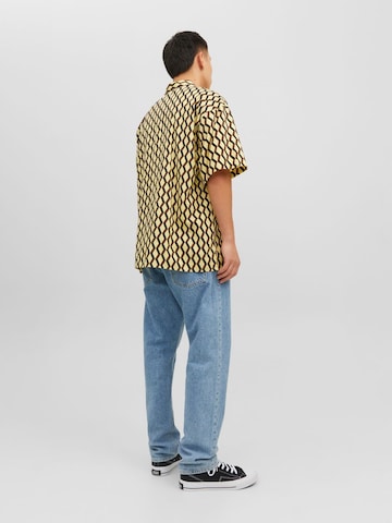 JACK & JONES Comfort fit Button Up Shirt 'Belize' in Yellow