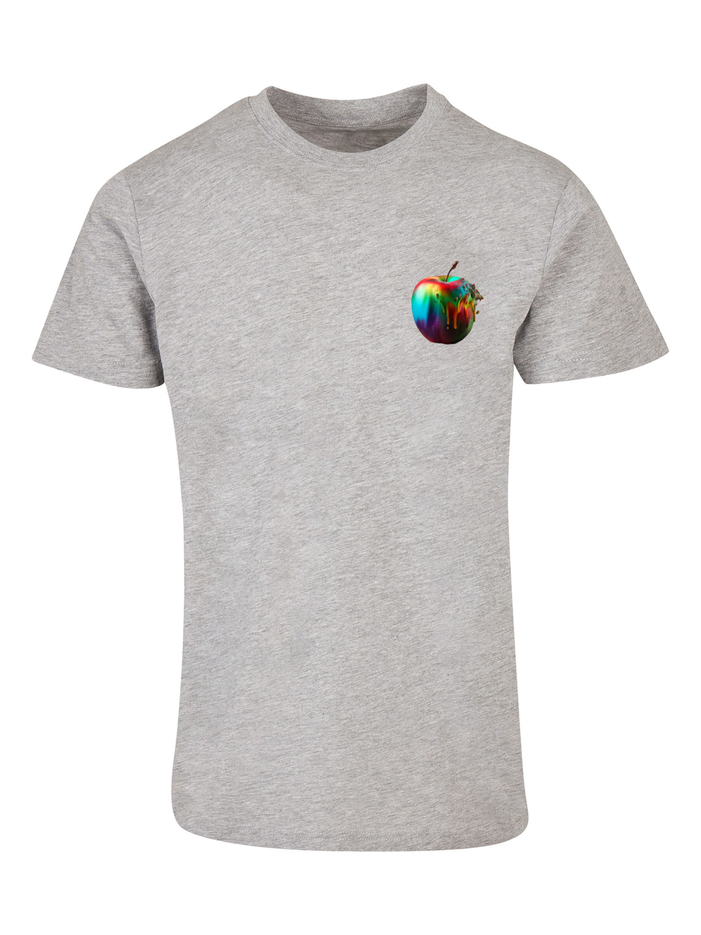 F4NT4STIC Shirt 'Colorfood Collection - Rainbow Apple' in Grijs: voorkant