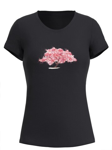 GORHEY - Camiseta 'Women's Summer Casual Cotton T-Shirt with Cherry Blossoms Print' en negro