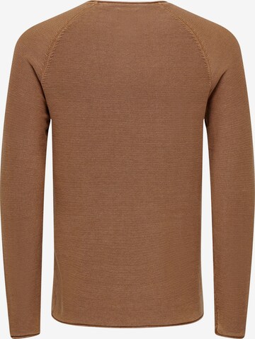 Only & Sons Regular fit Sweater 'Dextor' in Brown