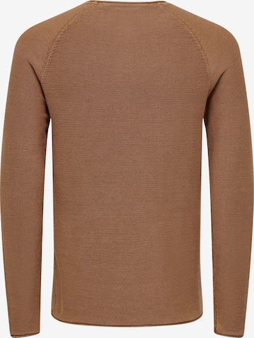 Only & Sons Regular Fit Pullover 'Dextor' in Braun