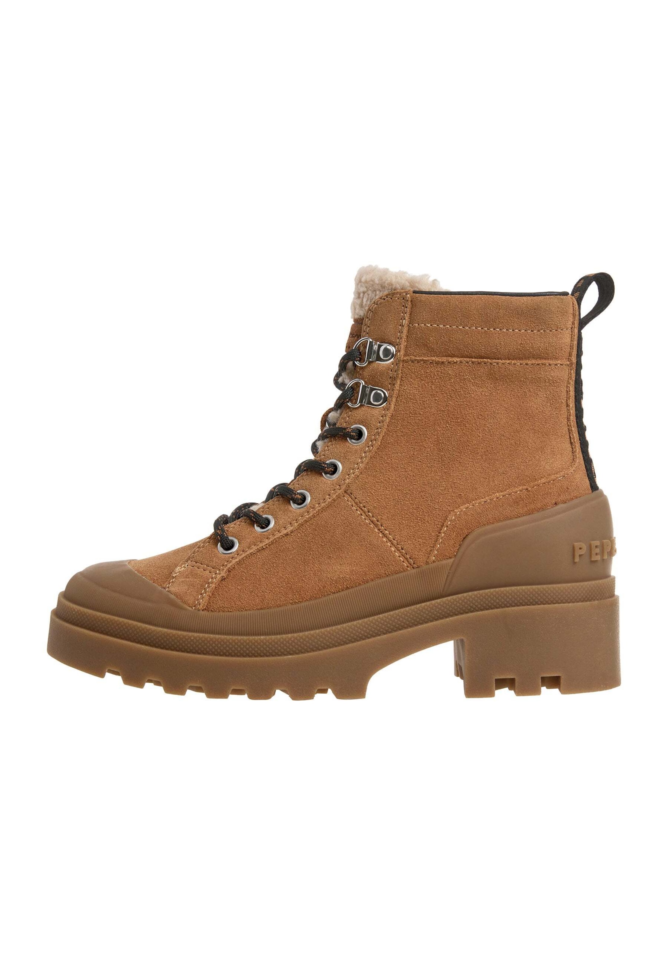 Pepe Jeans - Botines con cordones 'Hale Dune' en marrón: frente
