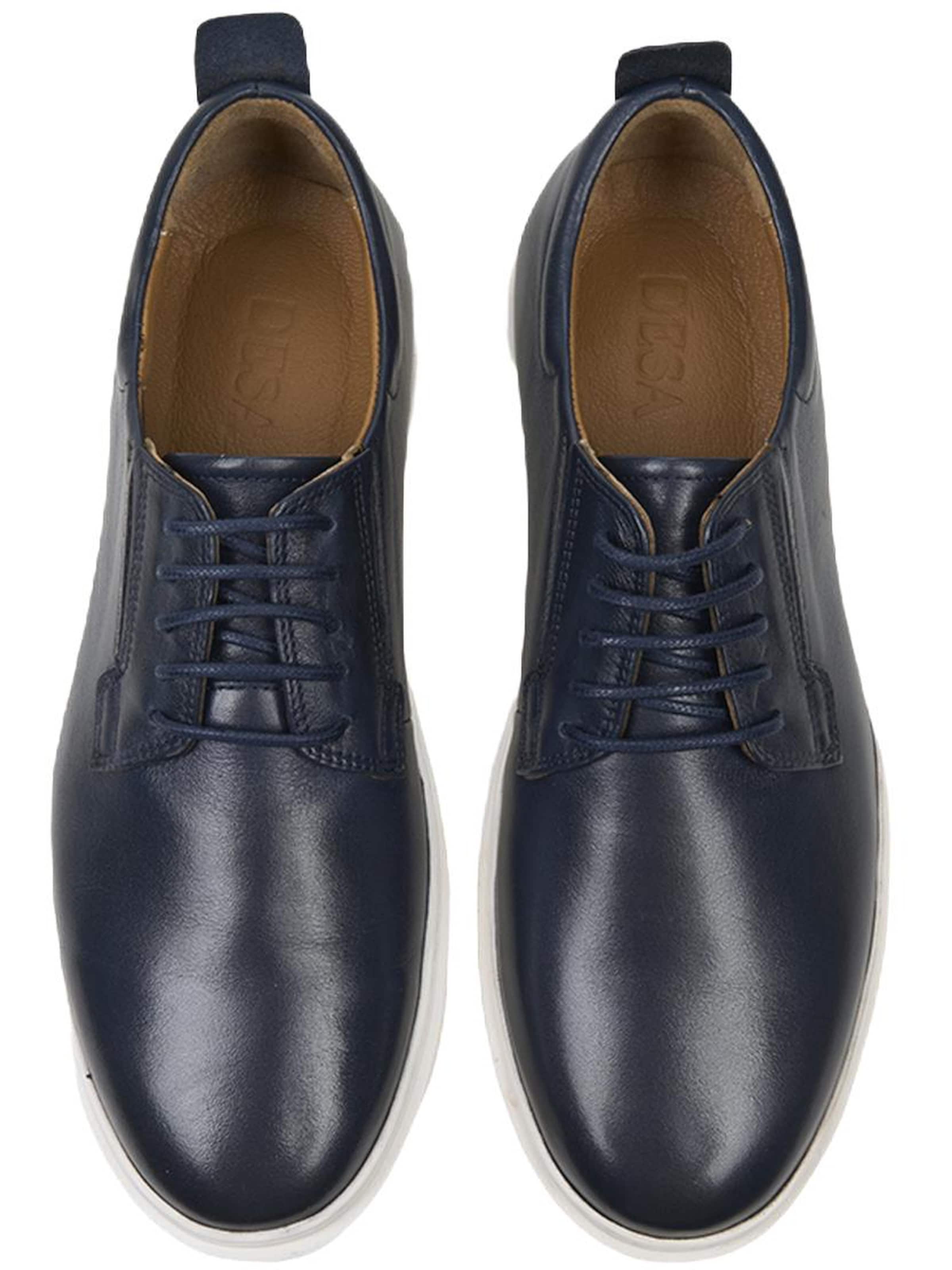 Desa Athletic lace-up shoe 'DESA Herren-Schnürschuhe aus Leder mit weißer Sohle' in Blue