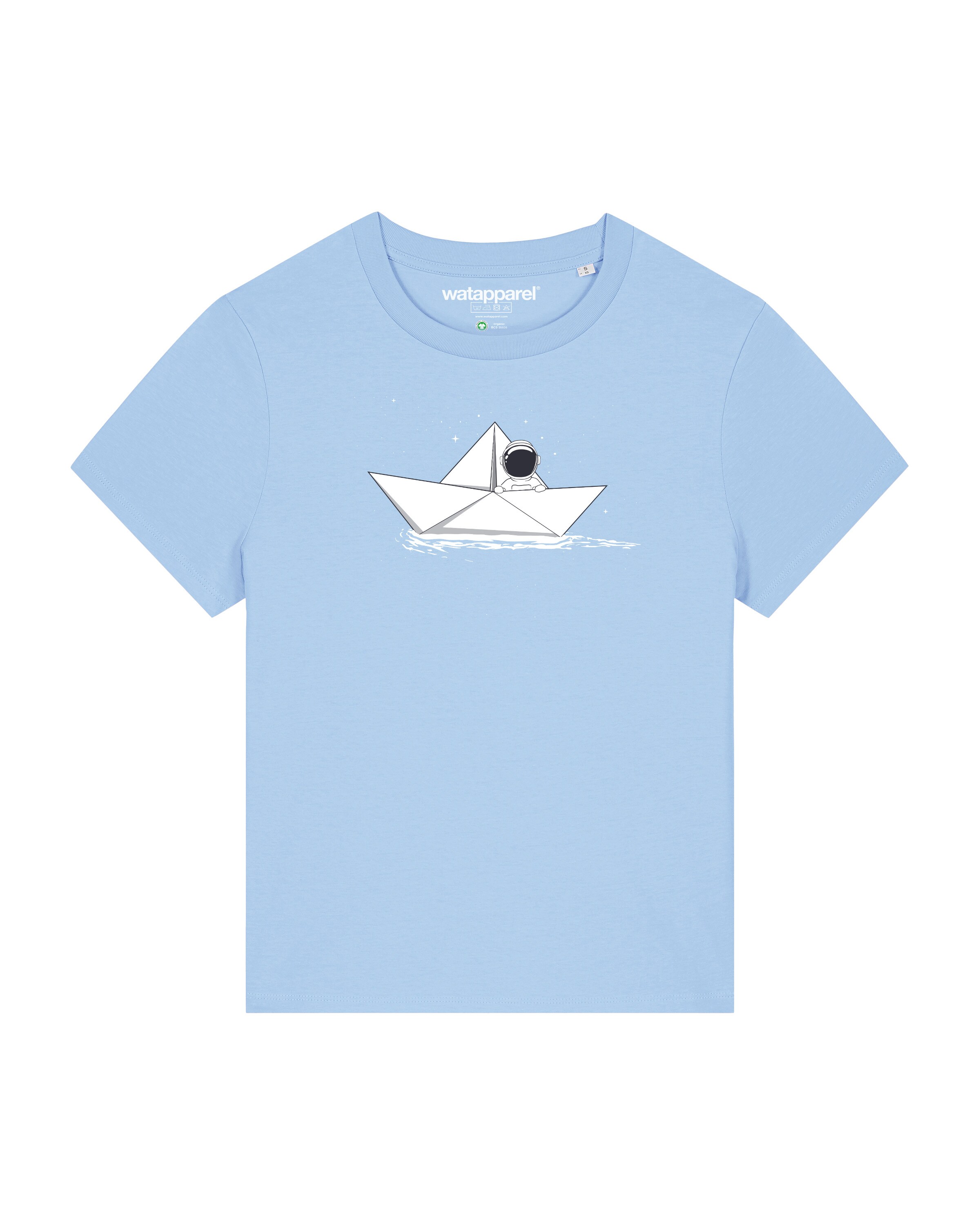 Watapparel Shirt 'Astronaut in paper boat' in Blue: front