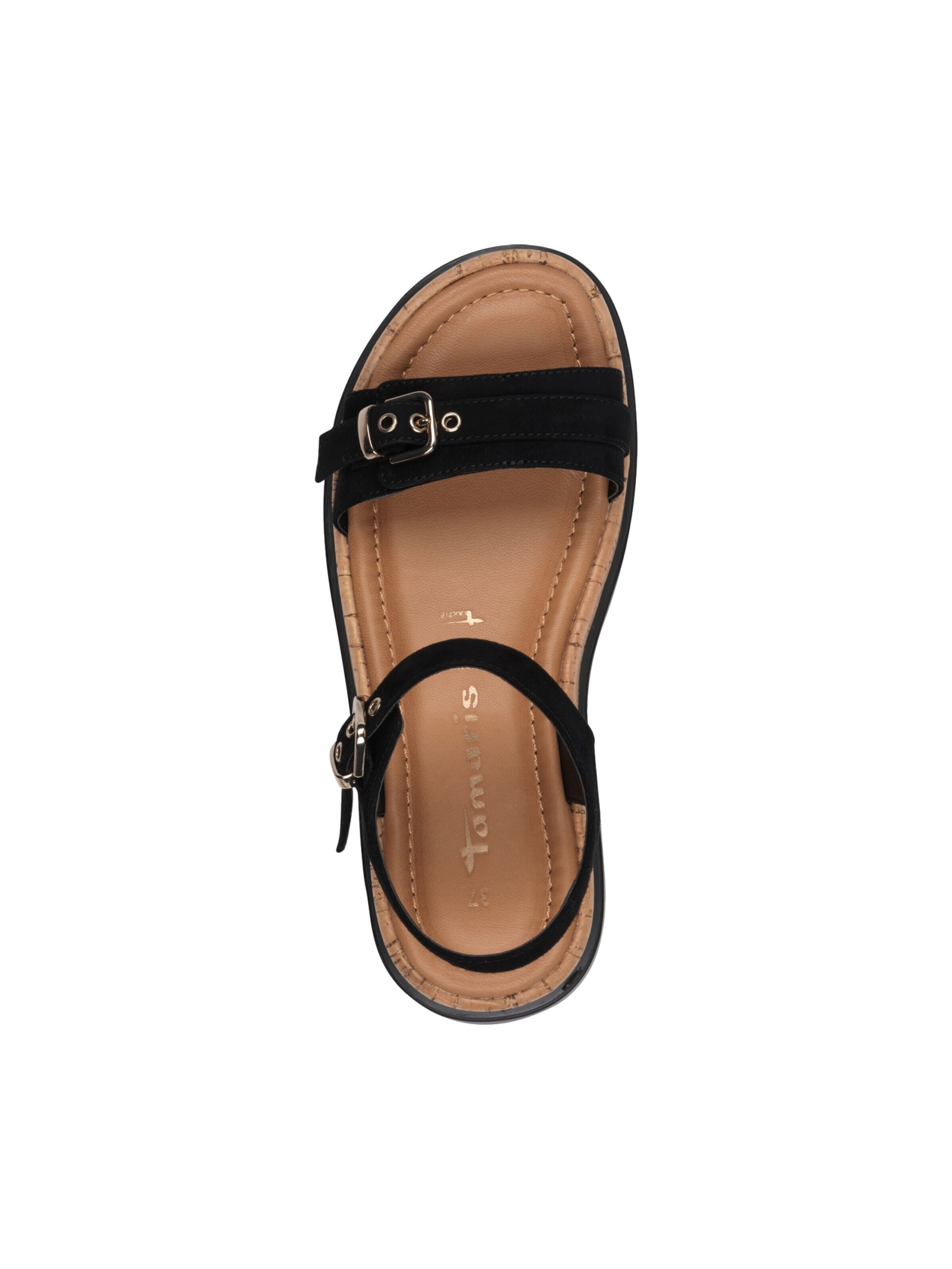 Sandalo 'Sandalen mit Keilabsatz aus Leder' di Tamaris in nero