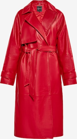 Cappotto di mezza stagione di faina in rosso: frontale