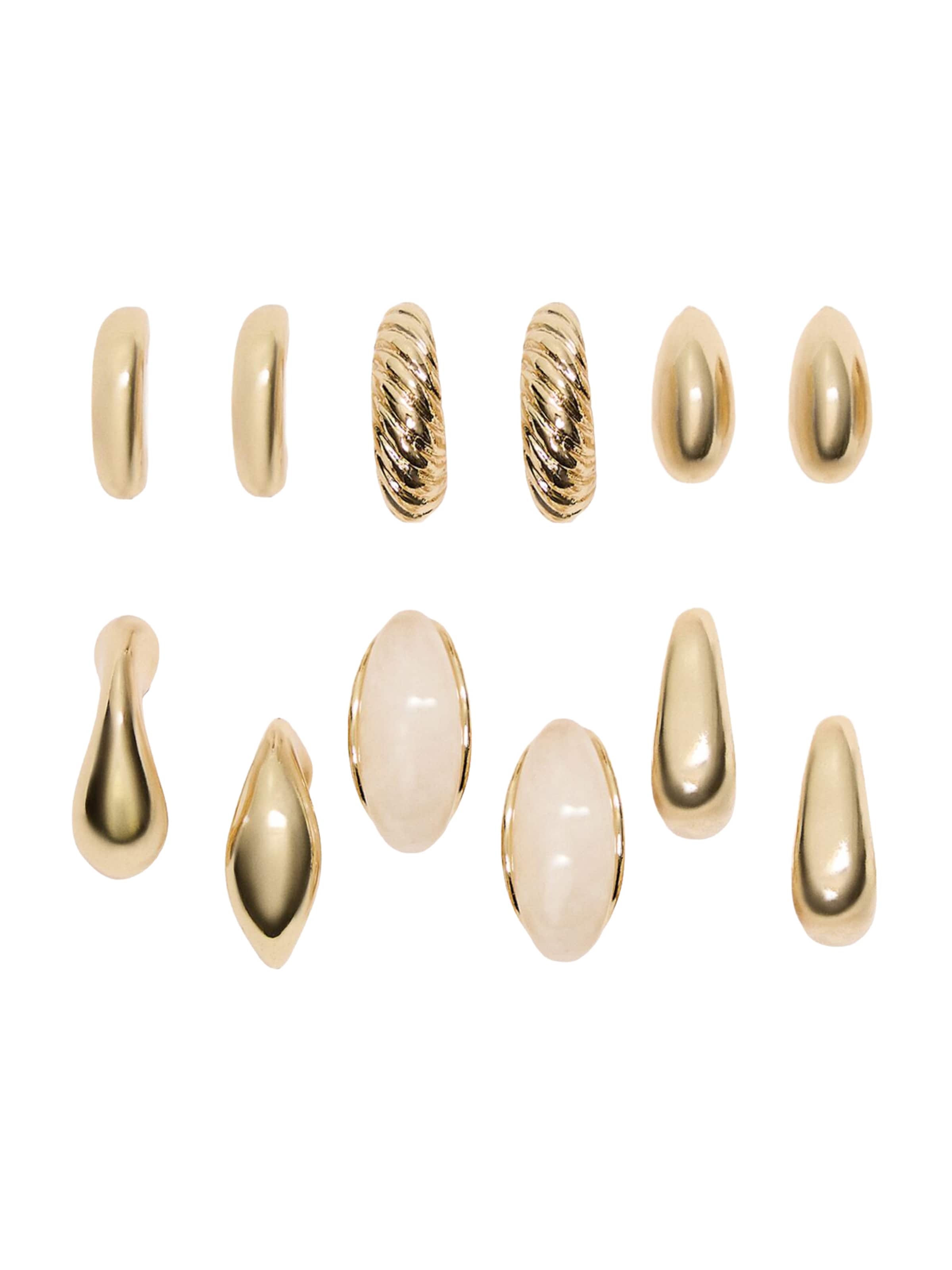 Bershka Øreringe i guld / perlehvid, Produktvisning