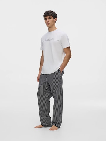 Karl LagerfeldDuga pidžama ' Pyjama-Set mit Nadelstreifenhose ' - bijela boja: prednji dio