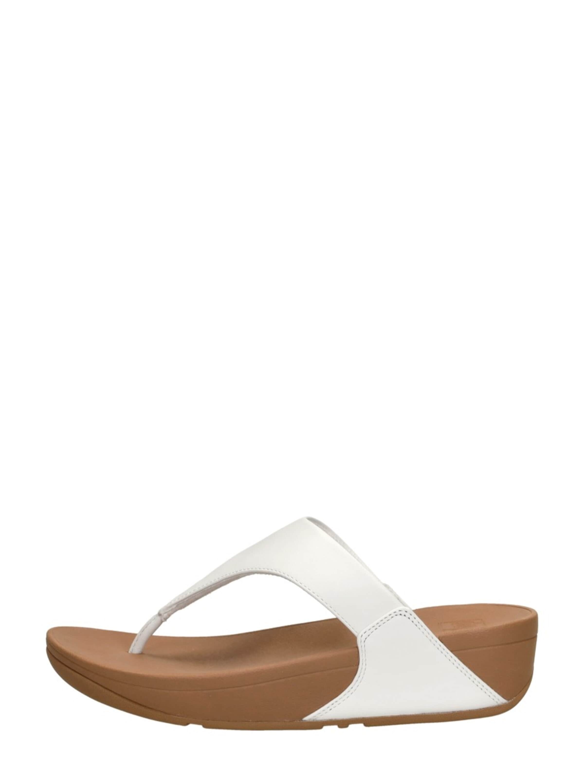 FitFlop T-Bar Sandals 'Lulu Leather Toepost' in White: front