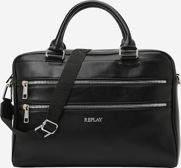 REPLAY Чанта за лаптоп в черно: отпред