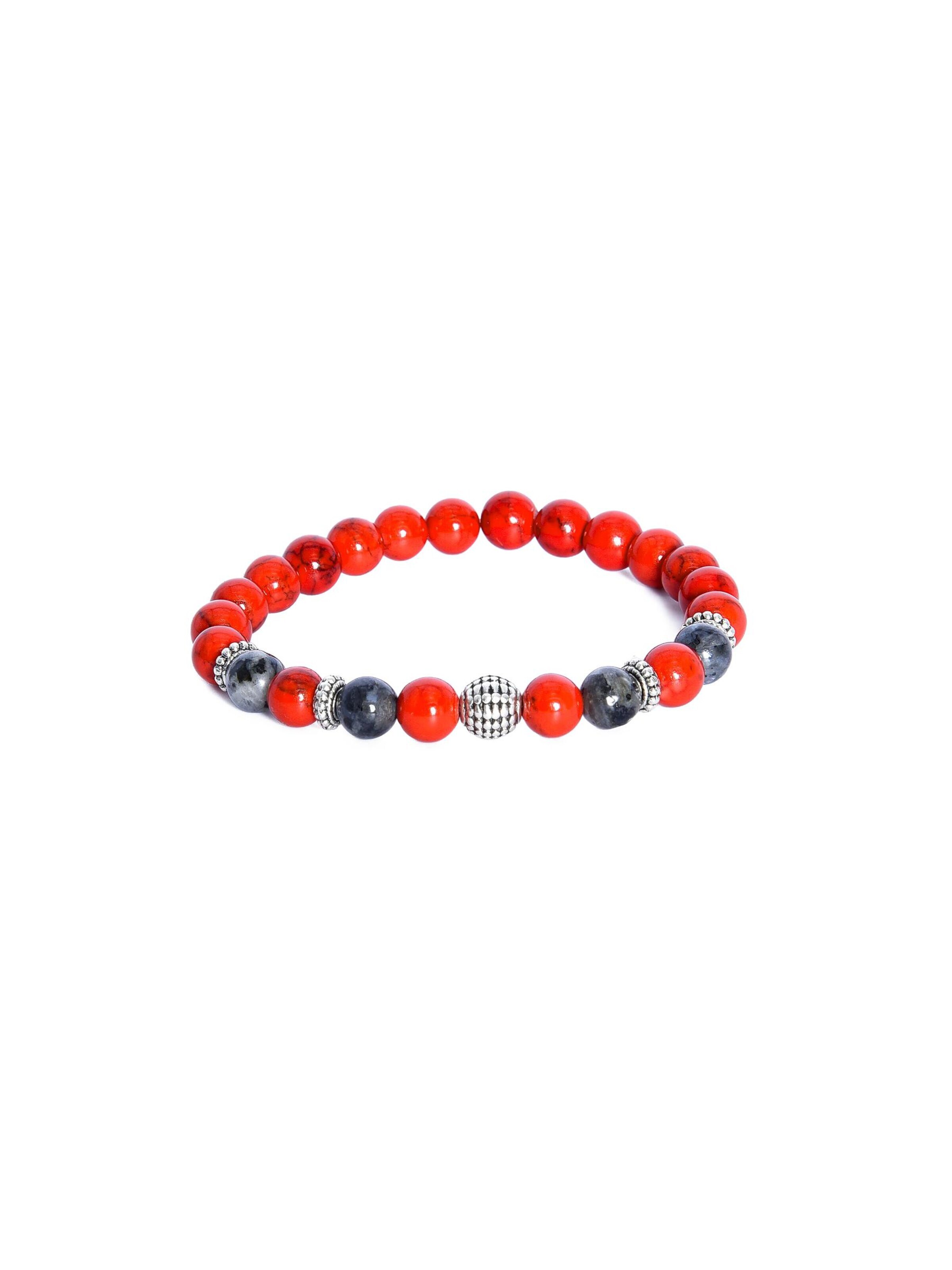Addicted2 Bracelet 'Odisseo bracci argento 925 lavorato a mano con labradorite & aulite rossa' in Grey: front