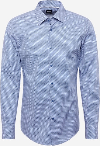 Coupe slim Chemise 'HANK' BOSS Black en bleu : devant