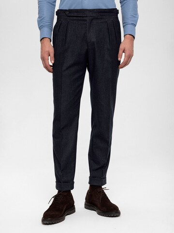 Antioch Tapered Pleat-front trousers in Blue: front