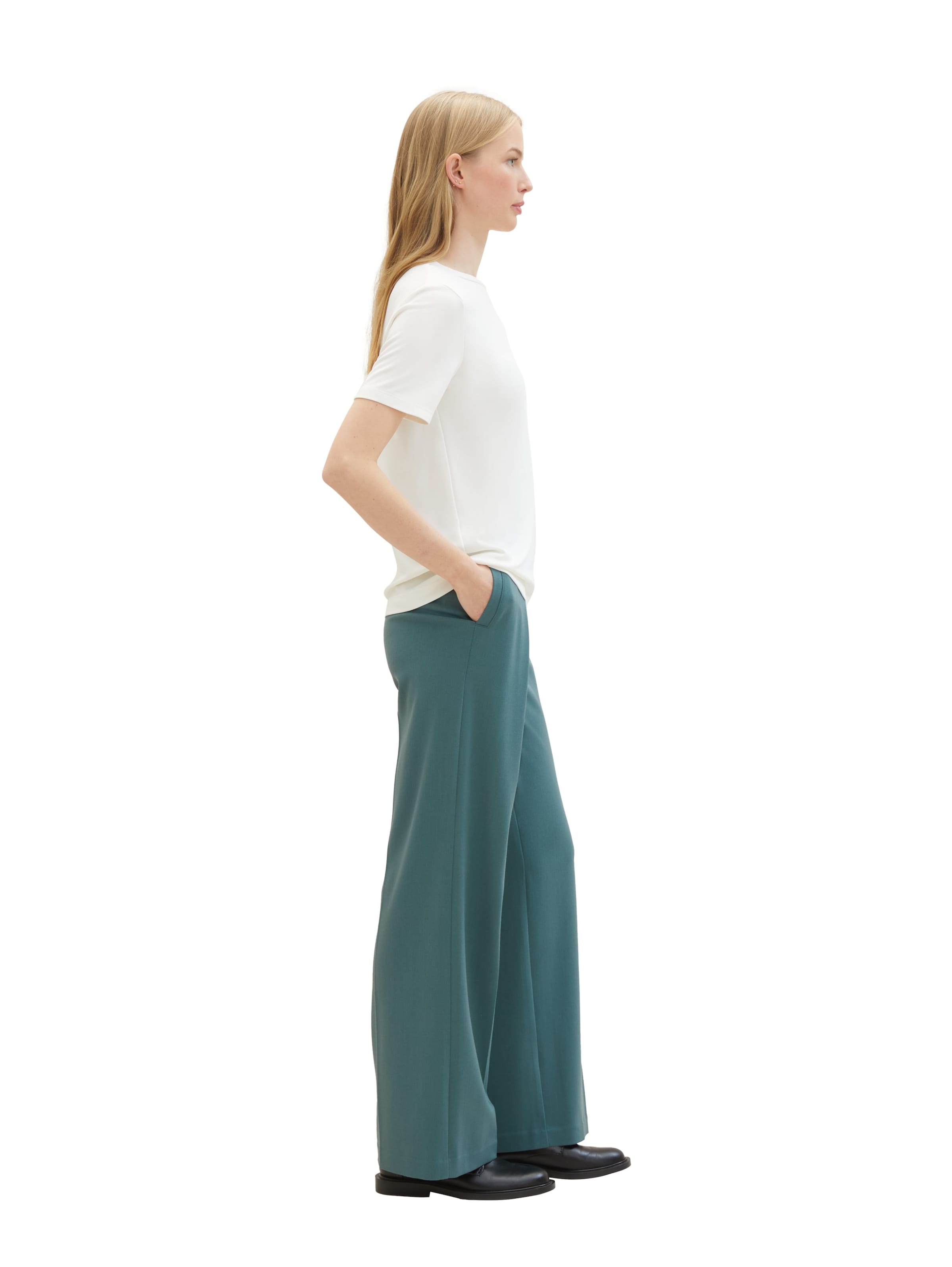 TOM TAILOR Wide Leg Hose 'Lea' in Grün