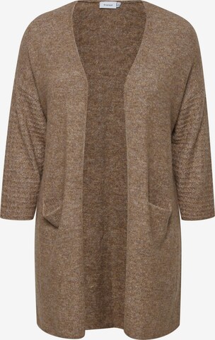 Fransa Curve Knit Cardigan ' SANDY ' in Brown: front