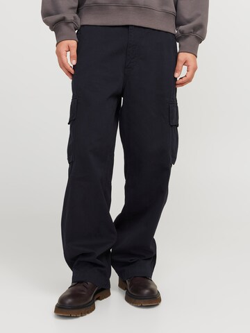 JACK & JONES Loose fit Cargo trousers 'JPSTBill' in Black: front