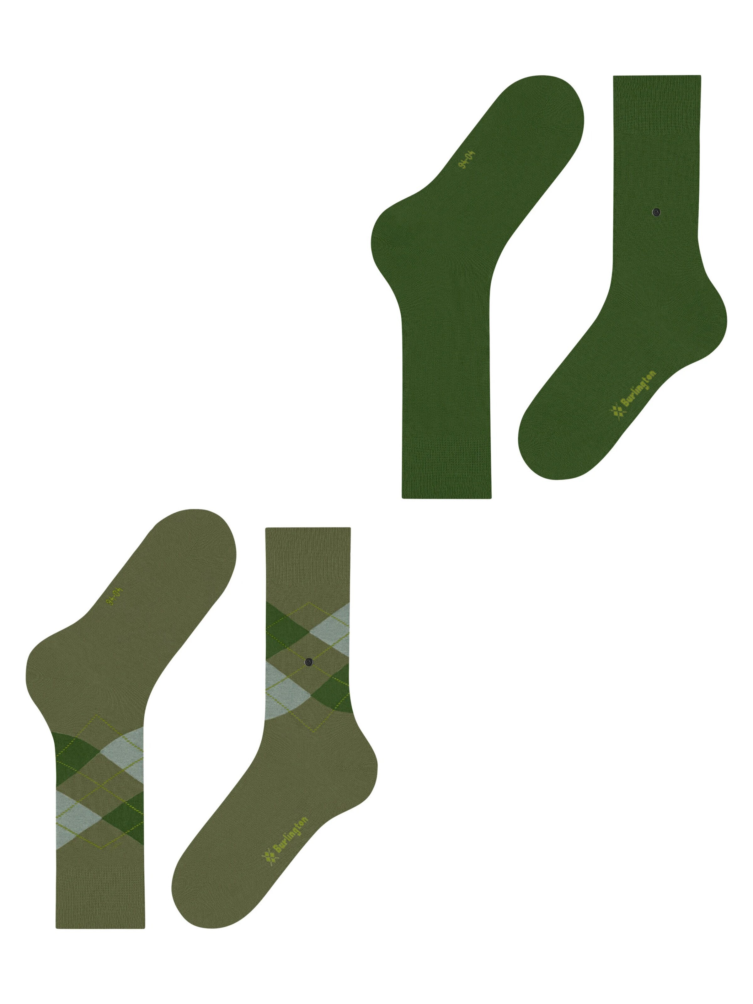 BURLINGTON Socks 'Everyday Argyle Mix 2-Pack' in Green