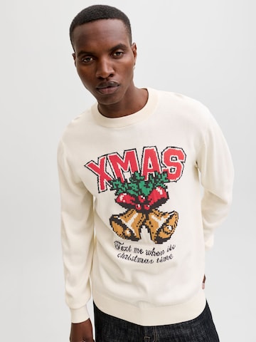 Pull-over 'JORHoliday' JACK & JONES en blanc : devant
