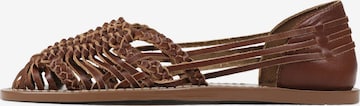 BRONX Ballet Flats with Strap in Brown: front