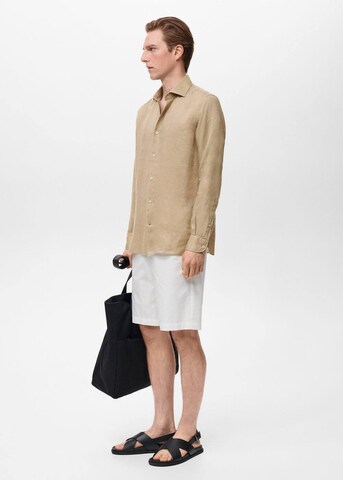 MANGO MAN Regular fit Button Up Shirt 'Tucan' in Beige