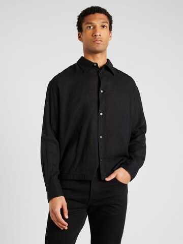 WEEKDAY Regular fit Button Up Shirt in Black: front