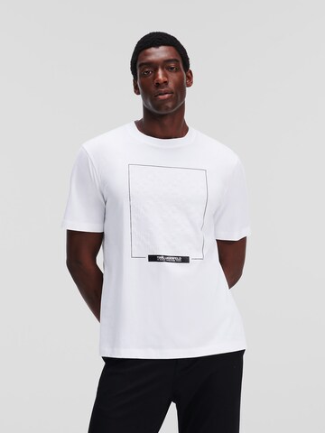 T-Shirt ' Monogram Flock ' Karl Lagerfeld en blanc : devant