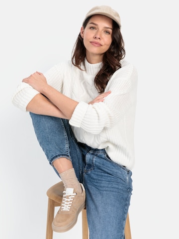 CAMEL ACTIVE Strickpullover mit Zopfmuster in Weiß