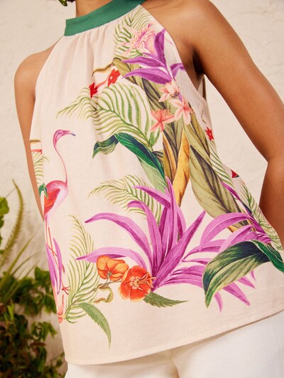 Top in S love & roses di colore écru / verde / arancione / rosa, Visualizzazione prodotti