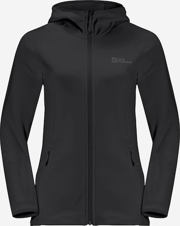 JACK WOLFSKIN Athletic Fleece Jacket in Black: front