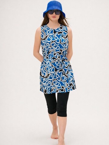 MARINA - Halter Tankini 'Tankini Semi Suit 3-Teilig Blau gemustert mit schwarzer Hose "Marina" M2444' en azul