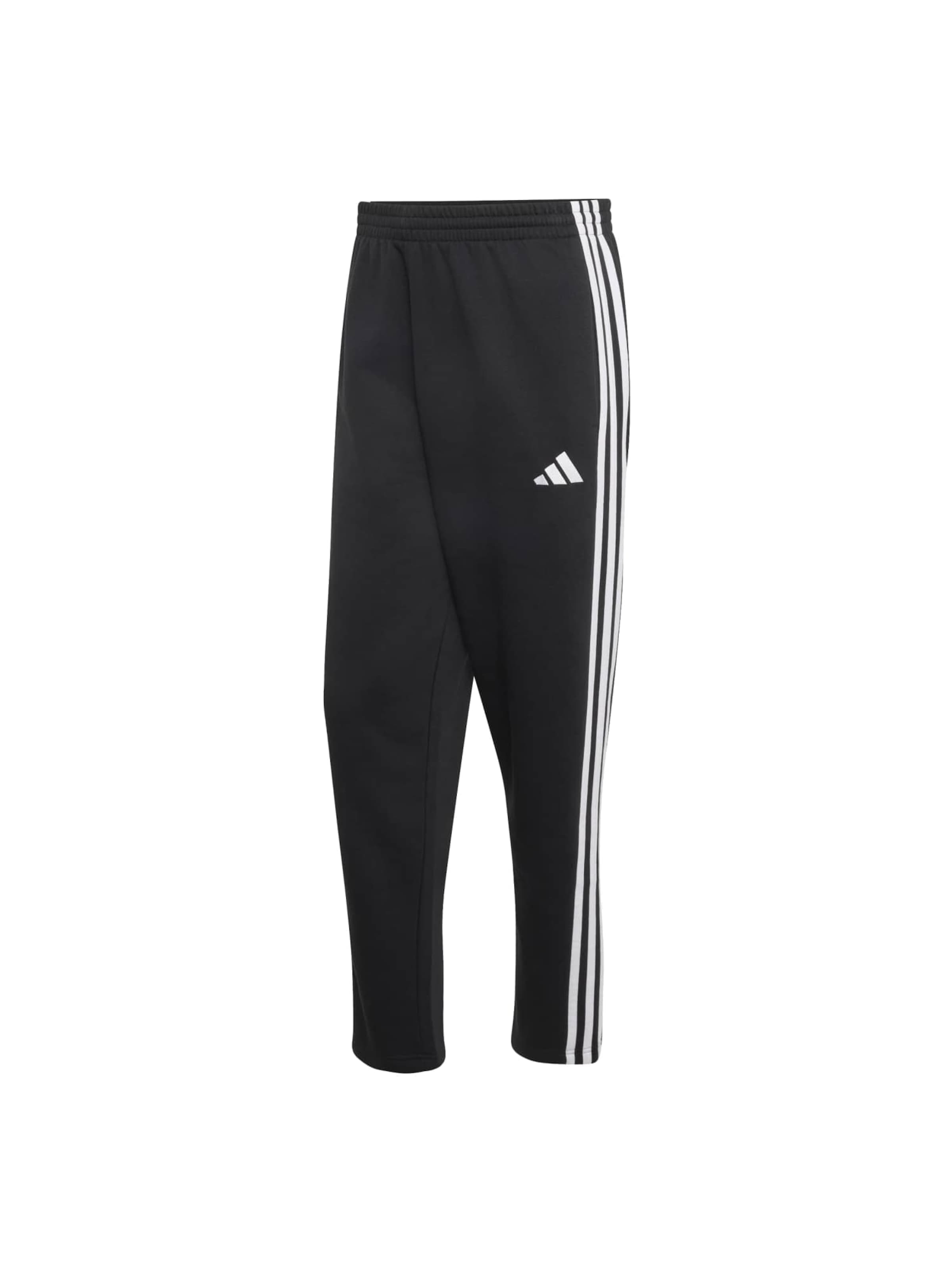 ADIDAS SPORTSWEAR Regular Спортен панталон 'Essentials 3-Stripes Fleece Tapered Open Hem' в черно: отпред