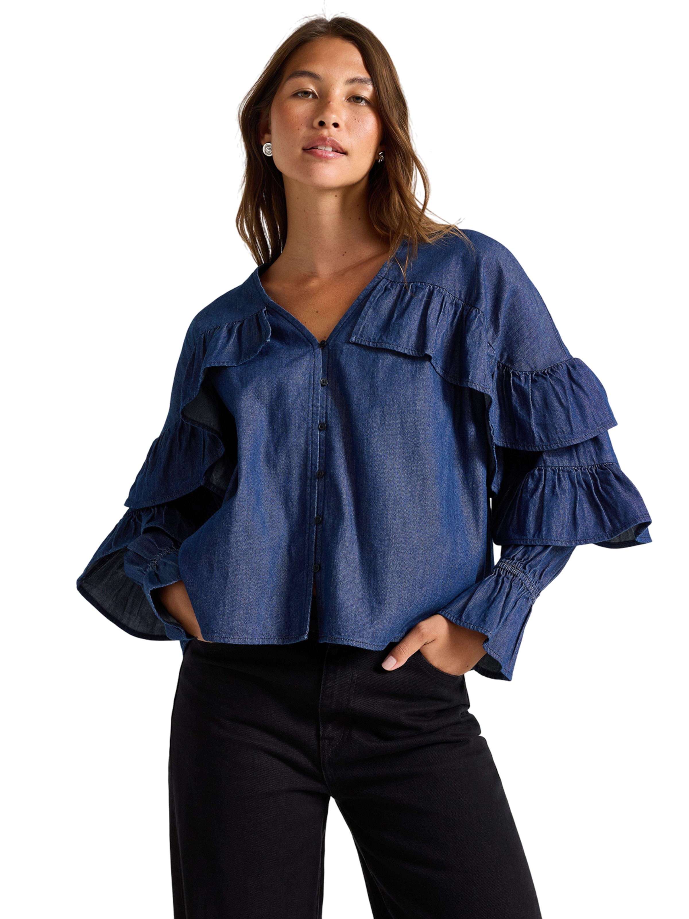 Lindex Blouse 'Dino' in Blue: front
