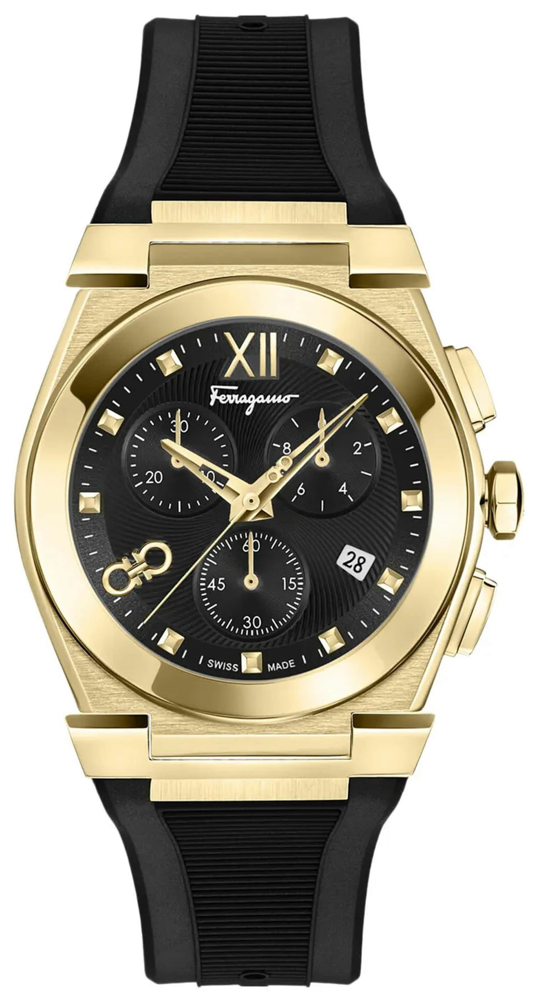 Salvatore Ferragamo Analog Watch 'Vega Chrono' in Black: front