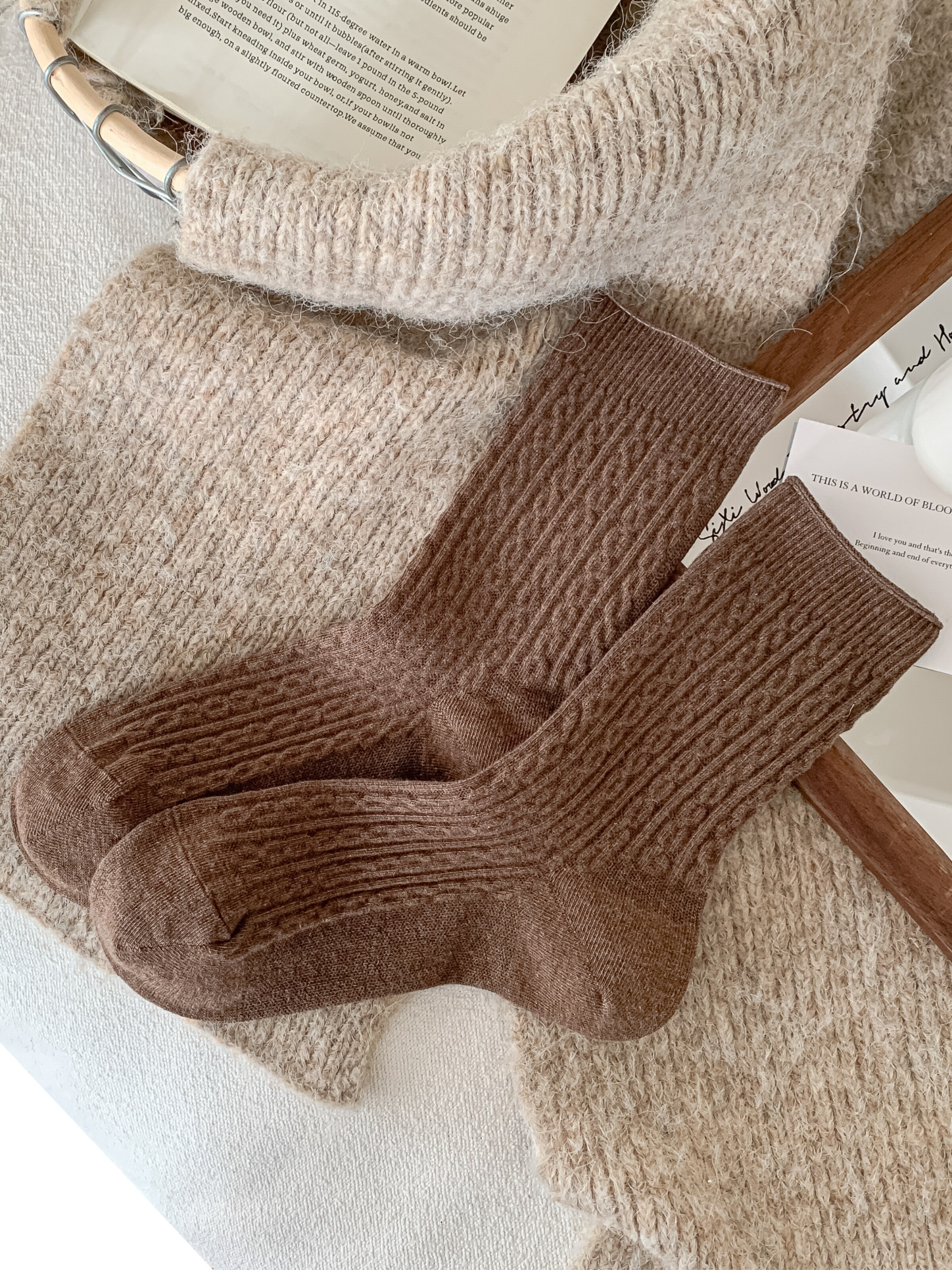 Millo Socks 'Cosy Twist' in Brown