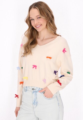 MYMO Pulover 'Comfy' | bela barva: sprednja stran