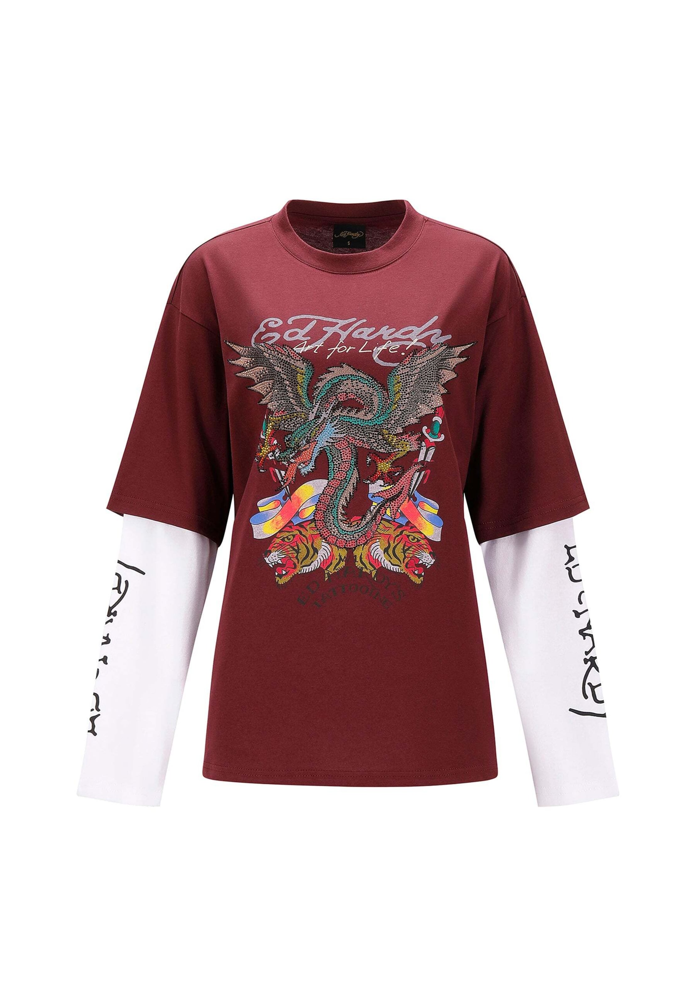 Ed Hardy T-Shirt in Rot: Vorderseite