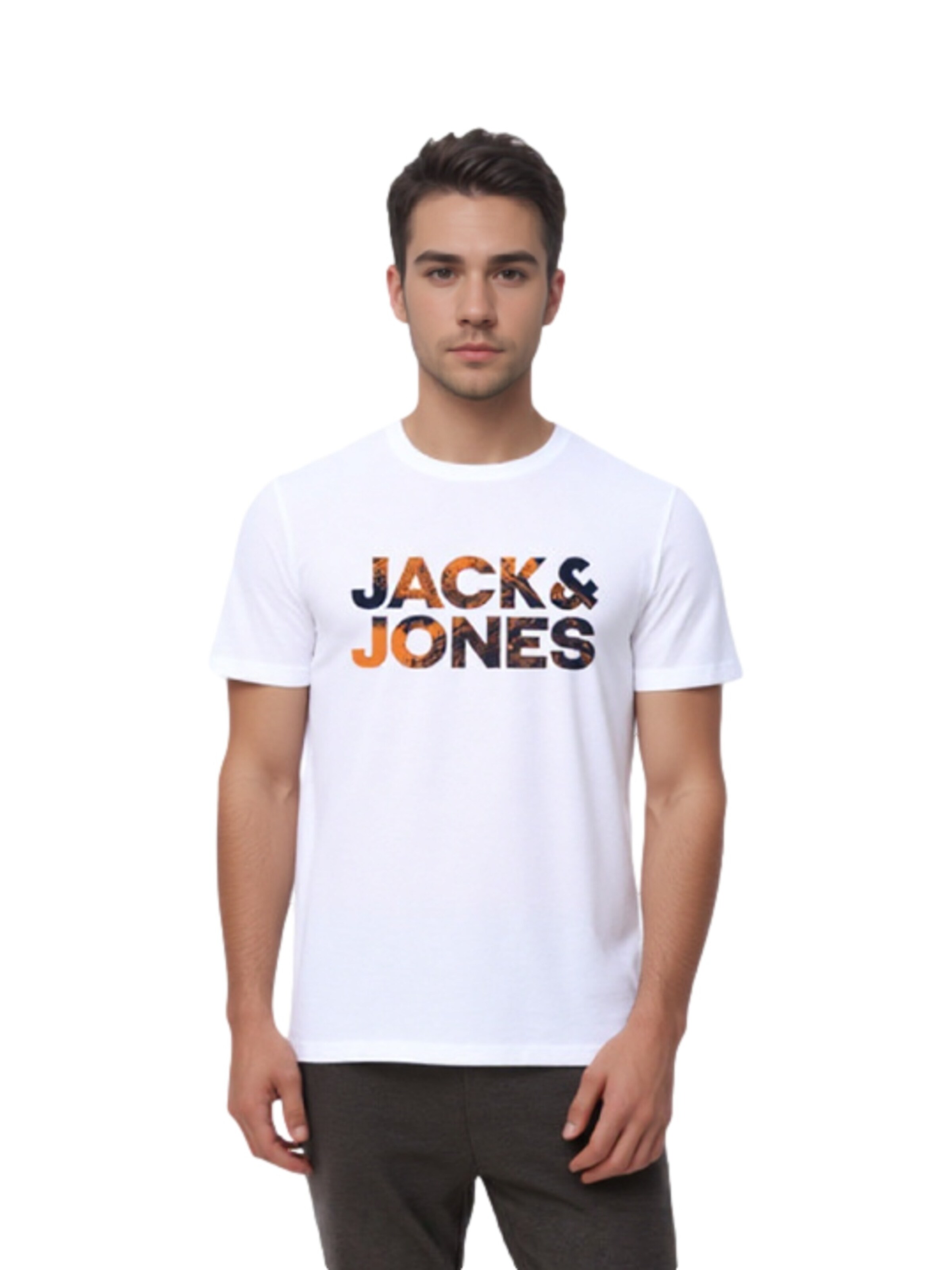 balta JACK & JONES Marškinėliai 'Distressed': priekis