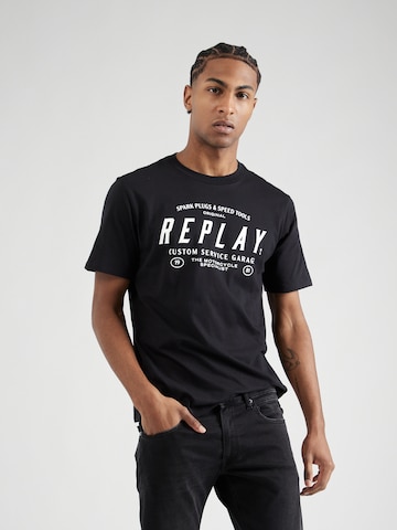 melns REPLAY T-Krekls: no priekšpuses