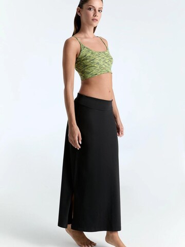 Leela COTTON Skirt 'Damen Bio-Baumwoll-Maxirock mit Schlitzen' in Black