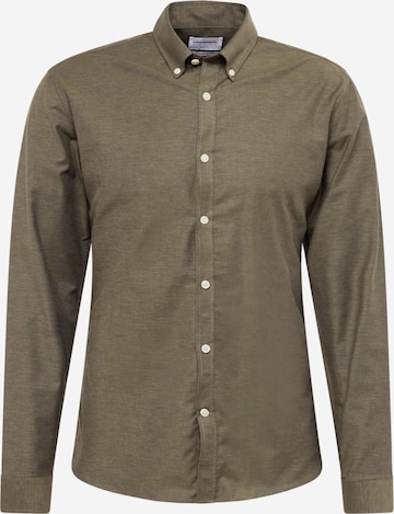 Coupe slim Chemise Lindbergh en vert : devant